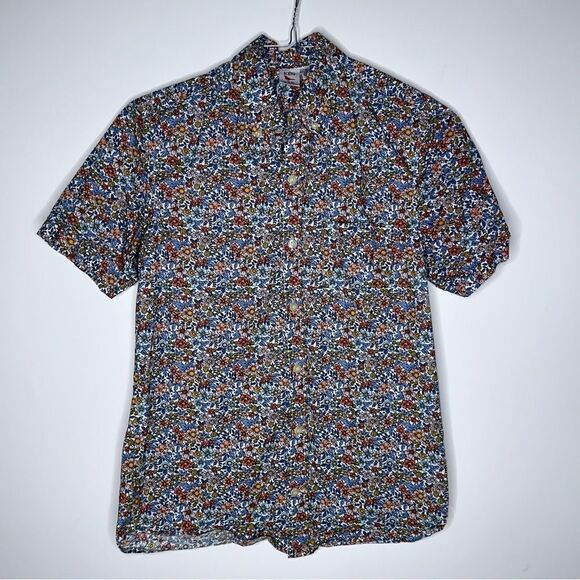 Ken LTD Short Sleeve‎ Small Red/Blue/Green Small Floral Print Shirt - Picture 4 of 5